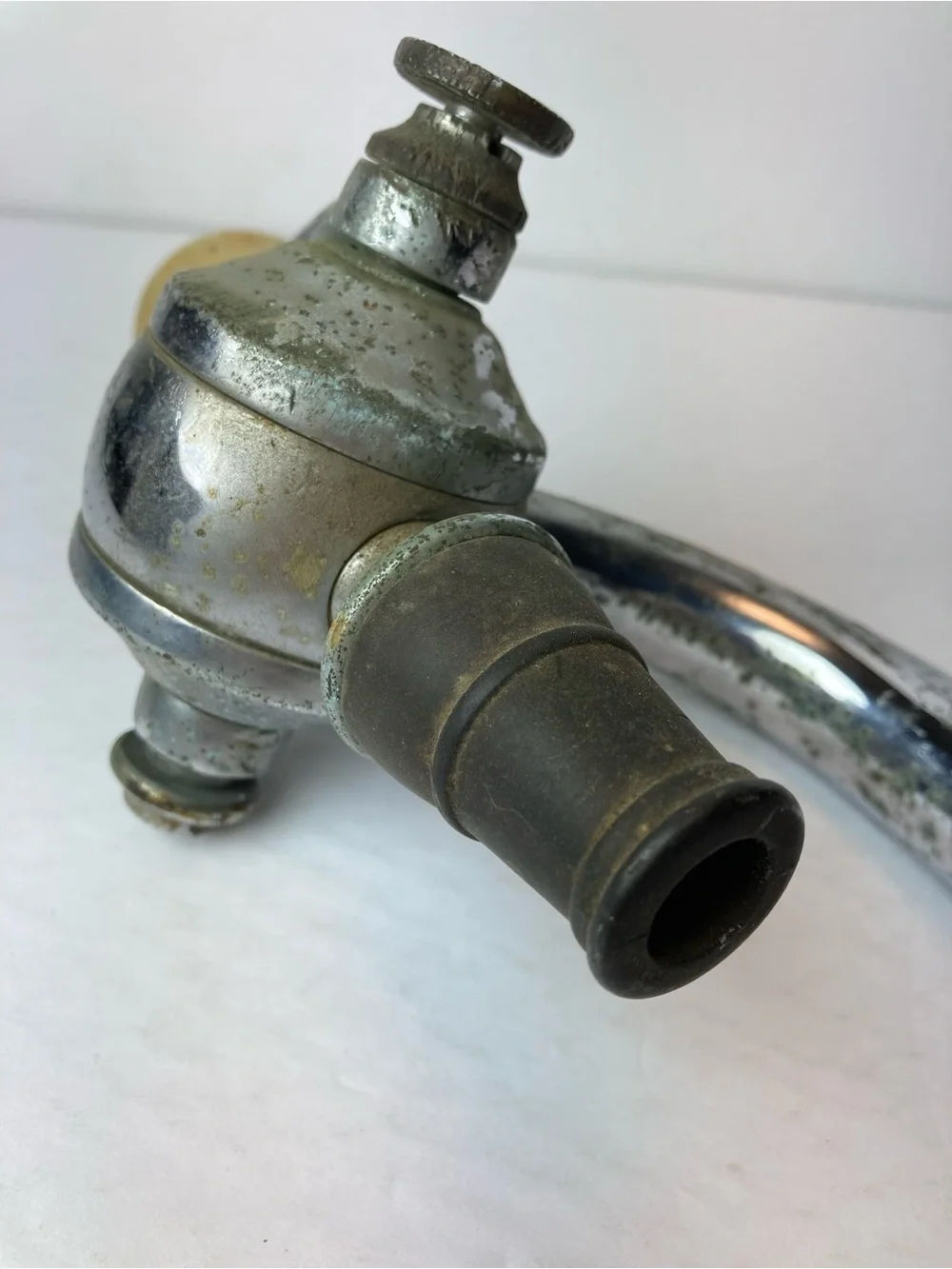 Antique Soda Jerk Gooseneck Draft Fountain Handle With Marble Knob / Spout Head